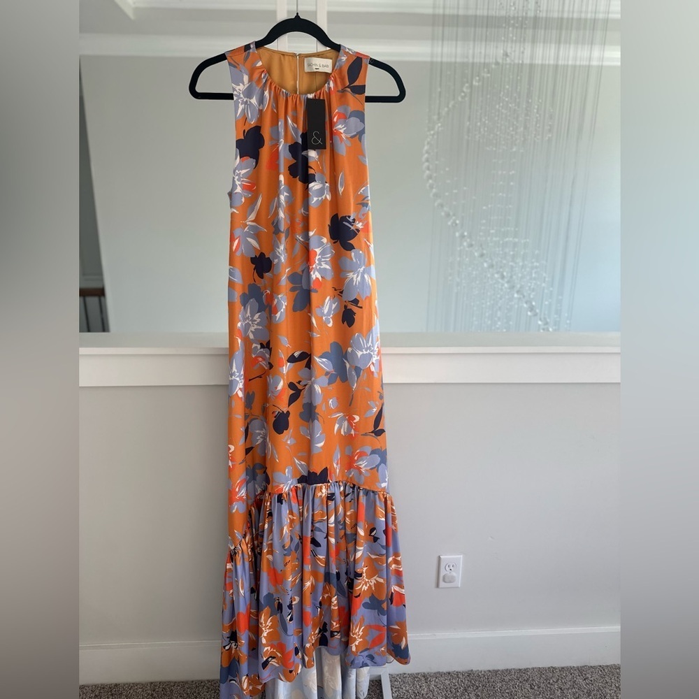 Anthropologie Sachin And Babi Floral Orange Maxi Dress